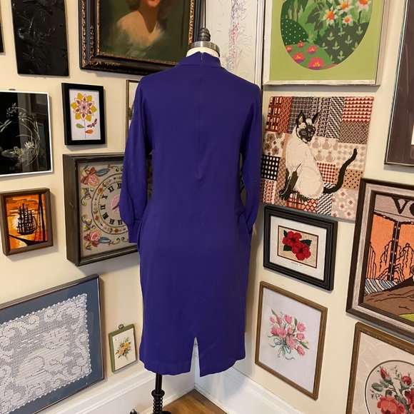 80s Vintage Ilse M California Royal Purple Sweatshirt Terry Long Sleeve Dress L - Picture 4 of 6